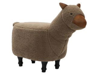 14-In. Seat Height Plush Brown Llama Animal Shape Ottoman - Furniture for Nursery, Bedroom, Playroom