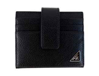 Prada Black Vitello Grain Leather Card Bifold Wallet