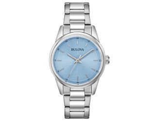 Ladies' Corporate Exclusive Silver-Tone Stainless Steel Watch Light Blue Dial