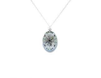 Starburst Oval Locket Pendant Necklace