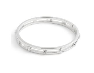 Signature C Open Bangle Bracelet - Rhodium