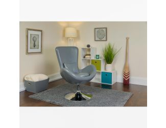 Gray LeatherSoft Side Reception Chair with Bowed Seat - Guest Seating