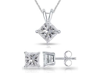 Bright White Pinnacle Princess cut Lab Grown Diamond Set in 14K White Gold 0.18ct, GH, VVS