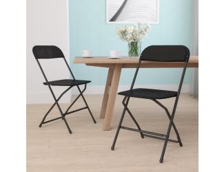 Folding Chair - Black Plastic  2 Pack 650LB Weight Capacity - Event Chair