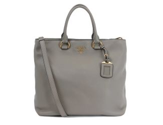 Prada Gray Vitello Phenix Shopping Tote Bag