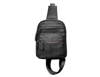 Modern Leather Sling Bag Black