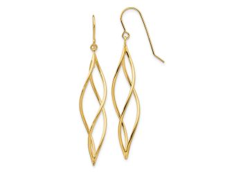 14k Polished Long Twisted Dangle Earrings