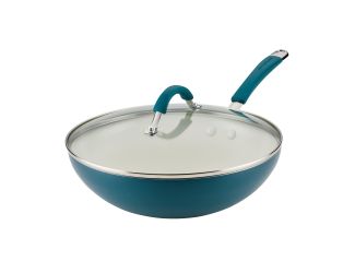 11" Cucina Ceramic Stir Fry Pan w/ Lid Marine Blue