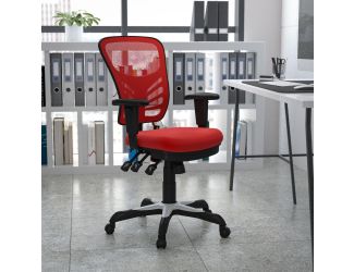 Mid-Back Red Mesh Multifunction Ergonomic Office Chair with Adjustable Arms