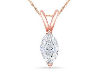 Bright White Pristine Marquise Lab Grown Diamond Pendant with chain in 14K Rose Gold 1.90ct, GH,VS