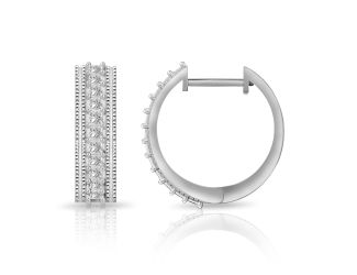 PARIKHS Princess cut Diamond Hoop Earring in 14K White Gold 0.40ct, Color-IJ, Clarity-VS2 SI1