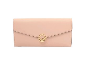 Fendi F Is Fendi Leather Long Envelope Womens Wallet Light Rose Beige Pink
