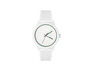 Lacoste L.12.12 Gents. White TR90 Case. White Silicone Strap. White dial with Green Details