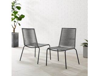 Fenton 2Pc Outdoor Wicker Stackable Chair Set