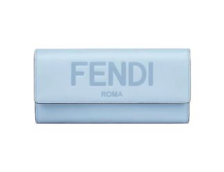 Fendi Roma Light Blue Smooth Calf Leather Continental Flap Wallet