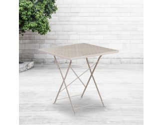 28" Square Light Gray Indoor-Outdoor Steel Folding Patio Table - Home Furniture
