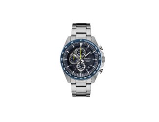 Mens Chronograph Silver Case Dark Blue Dial