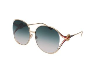 Womens Oversized Round unglasses-Gold Green
