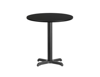24" Round Black Laminate Table Top with 22" x 22" Table Height Base