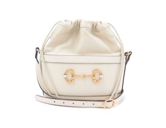 Gucci 1955 Horsebit White Leather Bucket Bag
