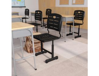 Adjustable Height Black Student Chair with Black Pedestal Frame