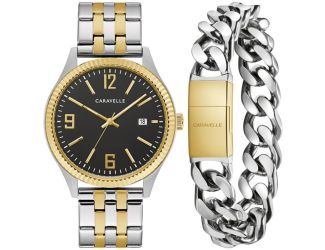 Caravelle Men's Boxed Set Two Tone Watch