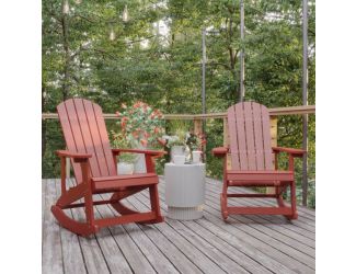 Adirondack Poly Resin Rocking Chairs for Indoor/Outdoor Use in White - 2 Pack