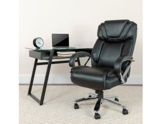 Big & Tall 500 lb. Rated Black LeatherSoft Swivel Office Chair w/Extra Wide Seat