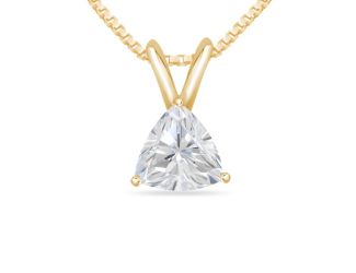 Bright White Pristine Trillion Lab Grown Diamond Pendant with chain, 14K Yellow Gold 0.30ct, GH,VS