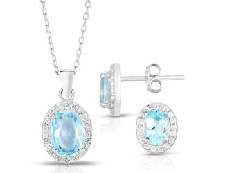 Blue Topaz Earrings & Necklace Set