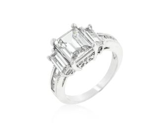 Emerald Cut Three-Stone Engagement Ring
