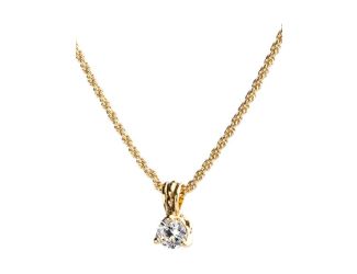 Beijos 7mm CZ Gold Prong Set Pendant Necklace, Clear CZ. Length: 18"Pendant: 5/8"L x 3/8"W x 1/4"Th