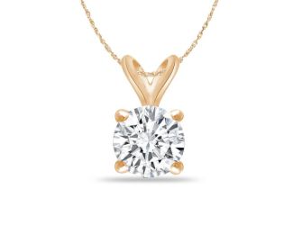 Bright White Round Lab Grown Diamond Pendant in 14K Yellow Gold 0.85ct, Color-FG, Clarity-VVS