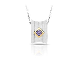 Belle Etoile Two tone Amethyst studded Valore Pendant - 925 Sterling Silver with chain