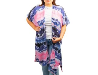 Watercolor Print Kimono with Bling