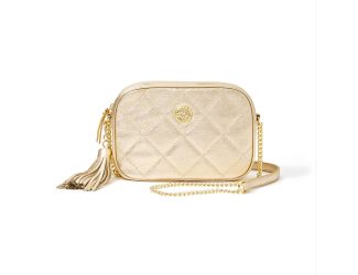Dessa Quilted Leather Crossbody Bag - Gold