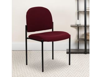 Comfort Burgundy Fabric Stackable Steel Side Reception Chair - Home Office