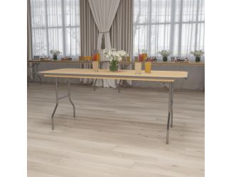 6-Foot Rectangular Birchwood Folding Banquet Table with Corner Guards