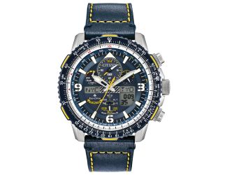 Men's Promaster Blue Angels Skyhawk A-T Eco-Drive Watch, Blue Leather Strap