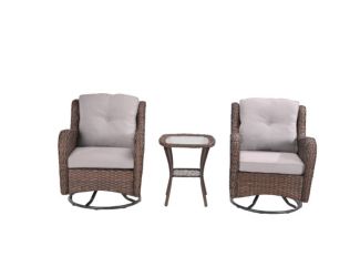 Swivel Rocker Set of 2 w/End Table - Brown, Grey