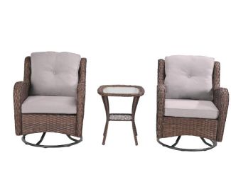 Swivel Rocker Set of 2 w/End Table - Brown, Grey