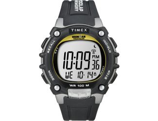 Men's Ironman Traditional 100-Lap Silver-Tone/Black Resin Strap Watch