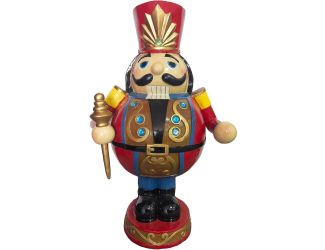 3-Ft. Roly Poly Nutcracker Toy Soldier, Resin Staue w/ LED Lights, Indoor or Covered Outdoor Christm