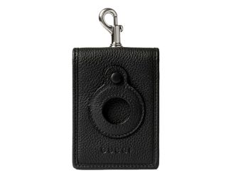 Gucci Dark Gray Leather AirTag Holder Card Case Wallet