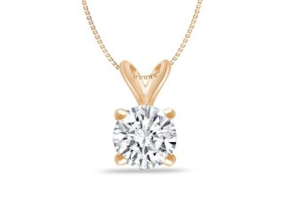 Bright White Round Lab Grown Diamond Pendant in 14K Yellow Gold 0.35ct, Color-FG, Clarity-VVS