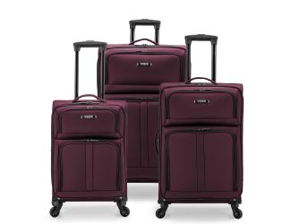 Anzio 3-Piece Softside Expandable Spinner Luggage Set, Burgundy