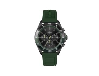 Lacoste Tie Breaker Gents. Ionic Black Steel Case. Green Silicone Strap. Black Chrono Dial