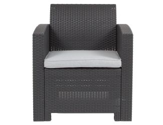 Faux Rattan Patio Chair: Dark Gray