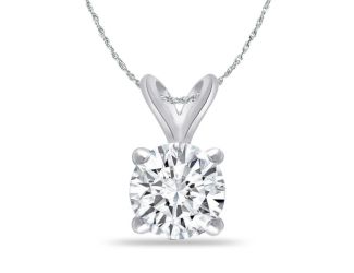 Bright White Round Lab Grown Diamond Pendant in 14K White Gold 1.60ct, Color-FG, Clarity-VVS