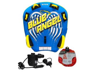 RAVE Sports - Blue Angel Towable, 1-Section 2-Rider Tow Rope, & High Speed Inflator/Deflator